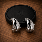 SL Signature Earrings -LUNA DROPS – Silver Crystal